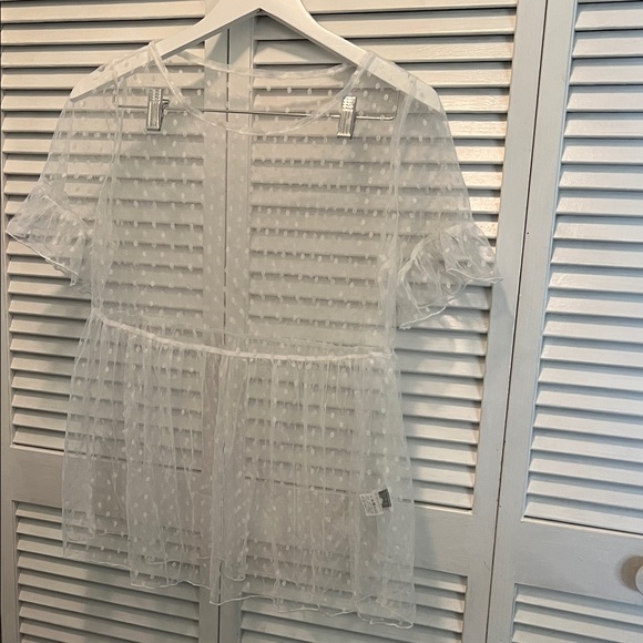 SHEIN Other - ( 0404) Women Sheer White Polka Dot See through Blouse / bikini cover